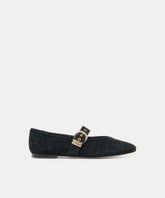 MIKELA BALLET FLATS ONYX PERFORATED SUEDE